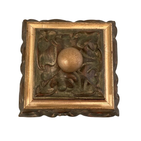 Victorian Style Decorative Box With Embossed Design And Gold Accents - Picture 2 of 10